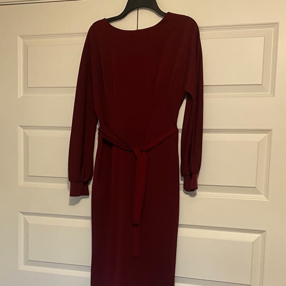 Chic Long Sleeve Burgundy Dress
